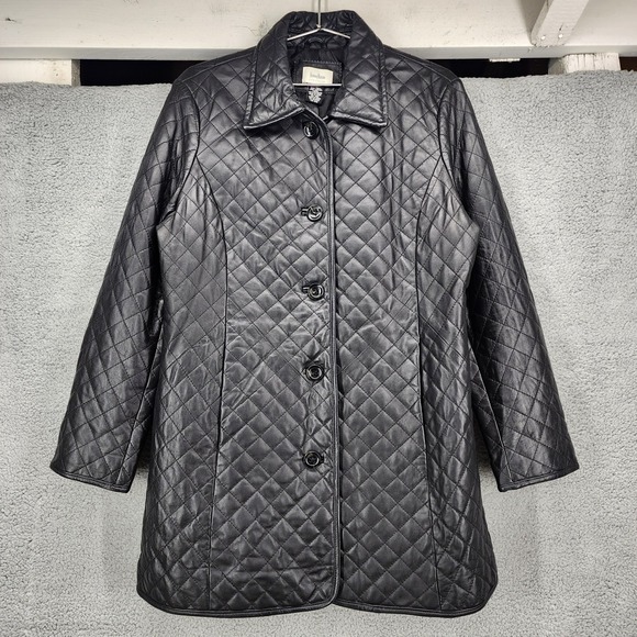 Neiman Marcus Jackets & Blazers - Neiman Marcus Exclusive Vintage Black Quilted Lamb Leather Jacket Coat Womens XL
